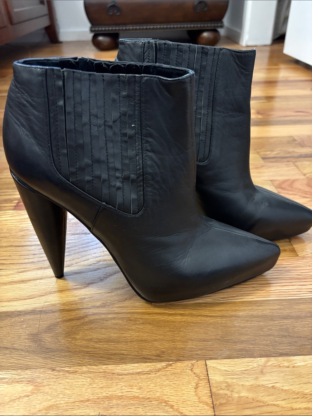 Jeffrey Campbell Black Pointed High-Heel Ankle Booties